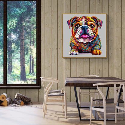 Whimsical Wooden Jigsaw Puzzle- Bulldog