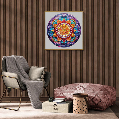 Whimsical Wooden Jigsaw Puzzle-church glass mandala