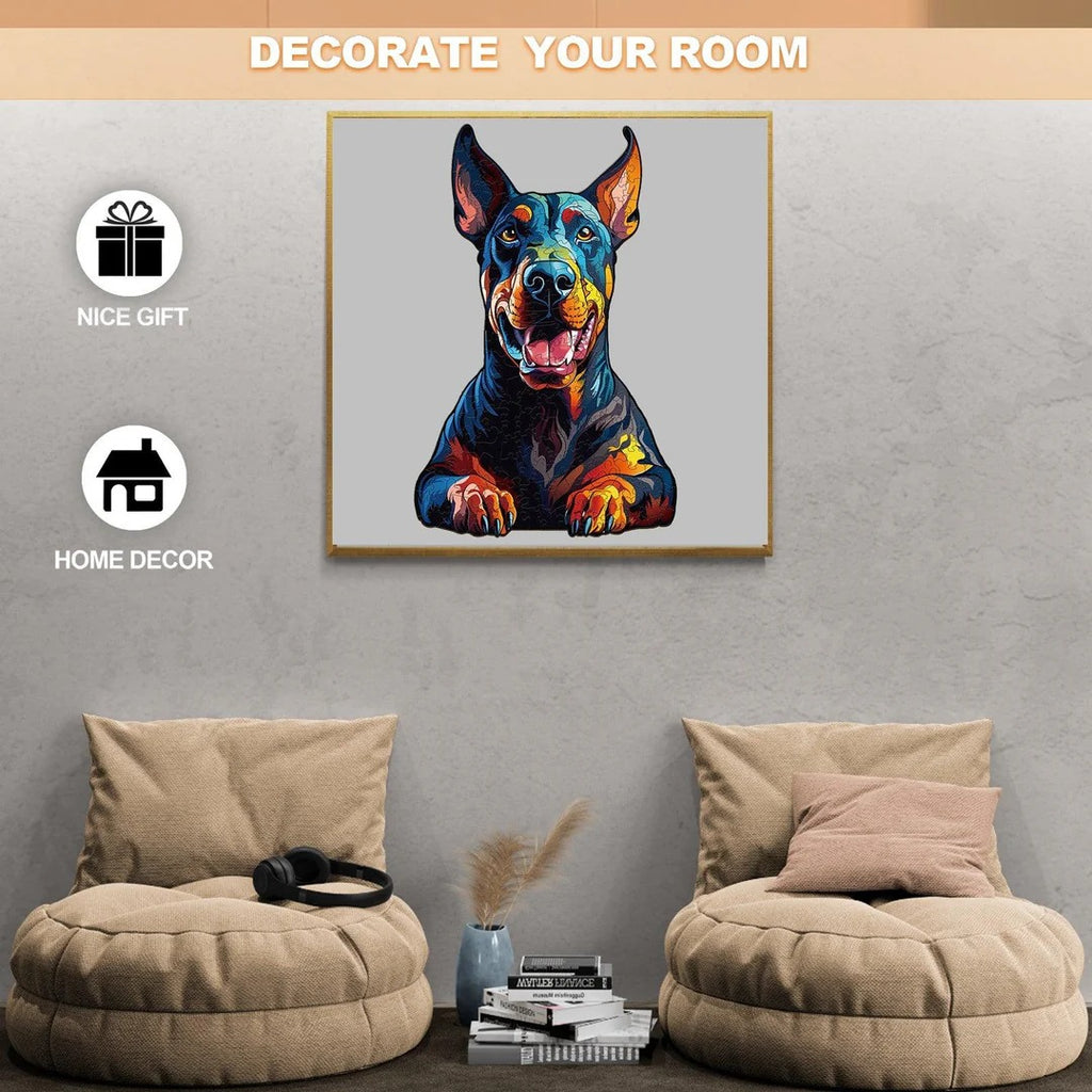 Whimsical Wooden Jigsaw Puzzle- Doberman Pinscher