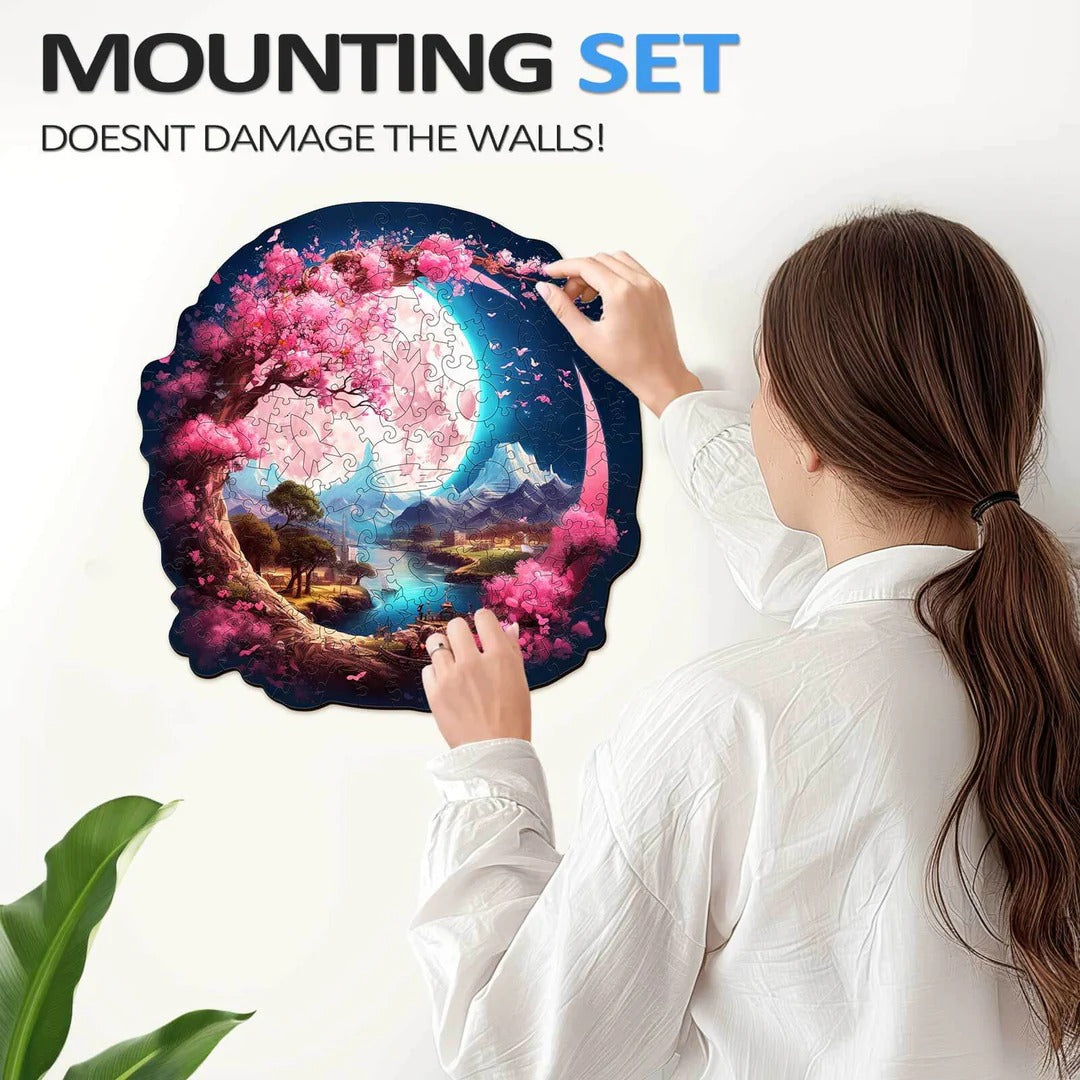 Whimsical Wooden Jigsaw Puzzle-Beautiful Moon