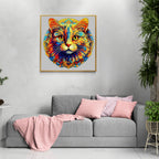 Whimsical Wooden Jigsaw Puzzle- colorful cat