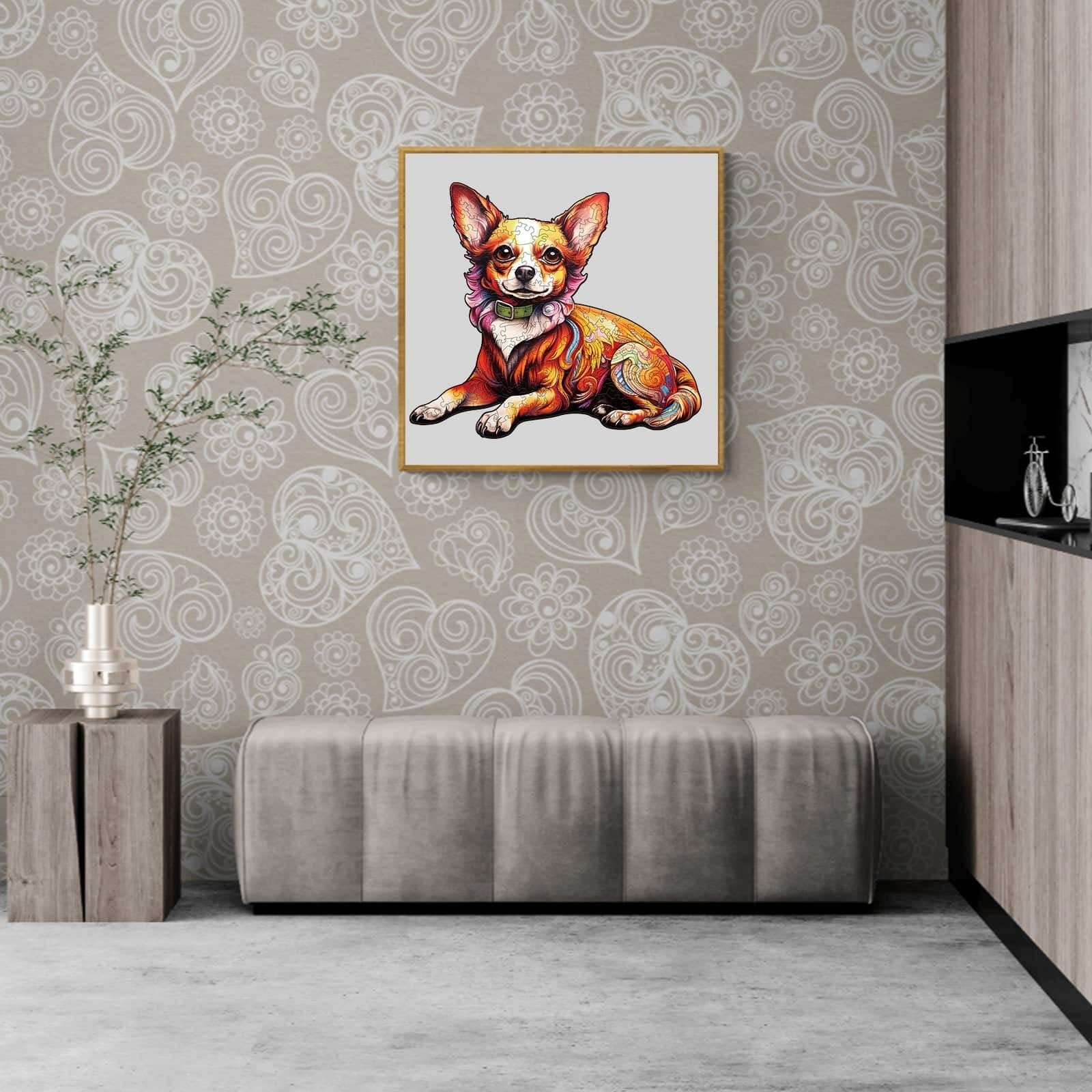 Whimsical Wooden Jigsaw Puzzle- Charming Chihuahua