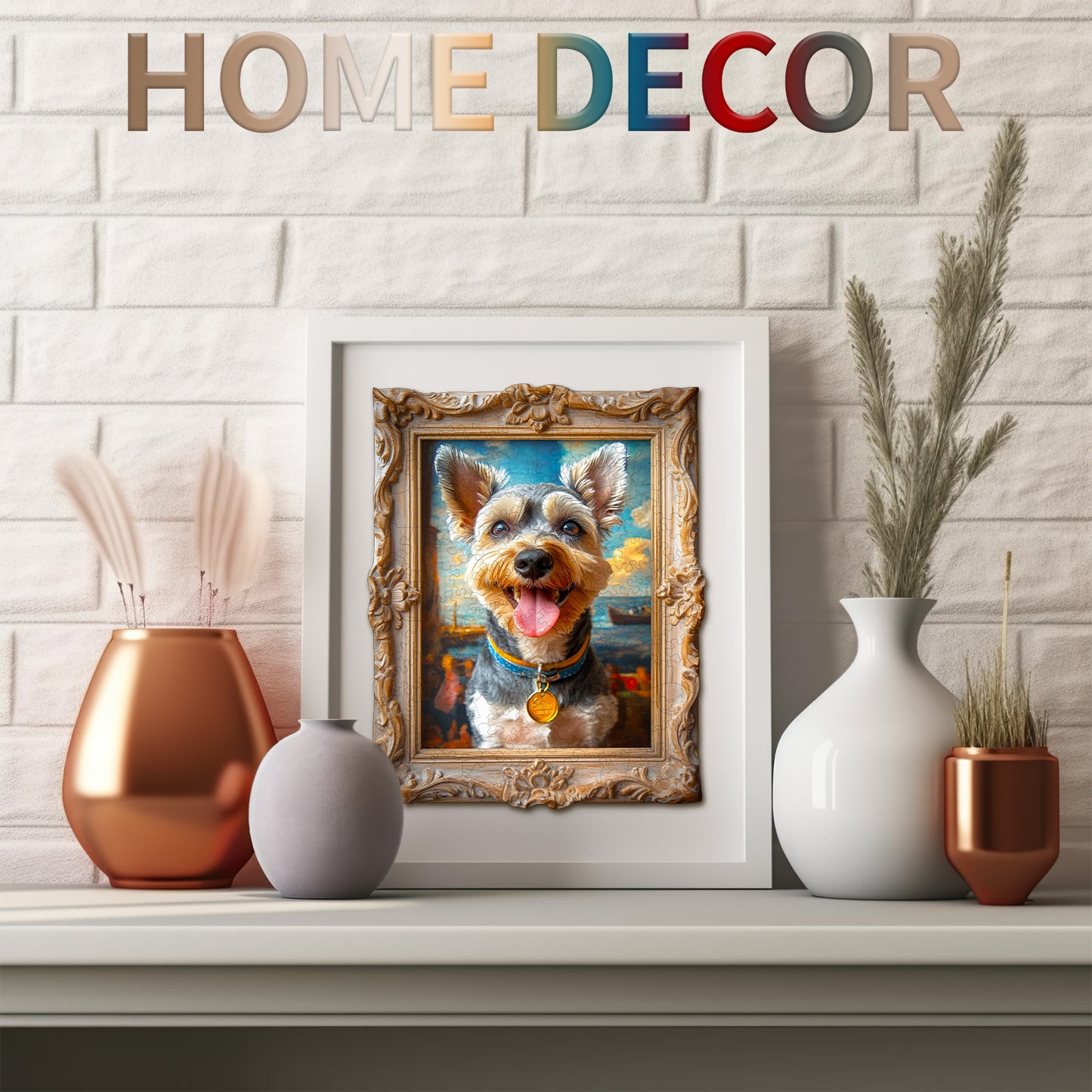 Whimsical Wooden Jigsaw Puzzle - Dog Photo Frame - pickApuzzle