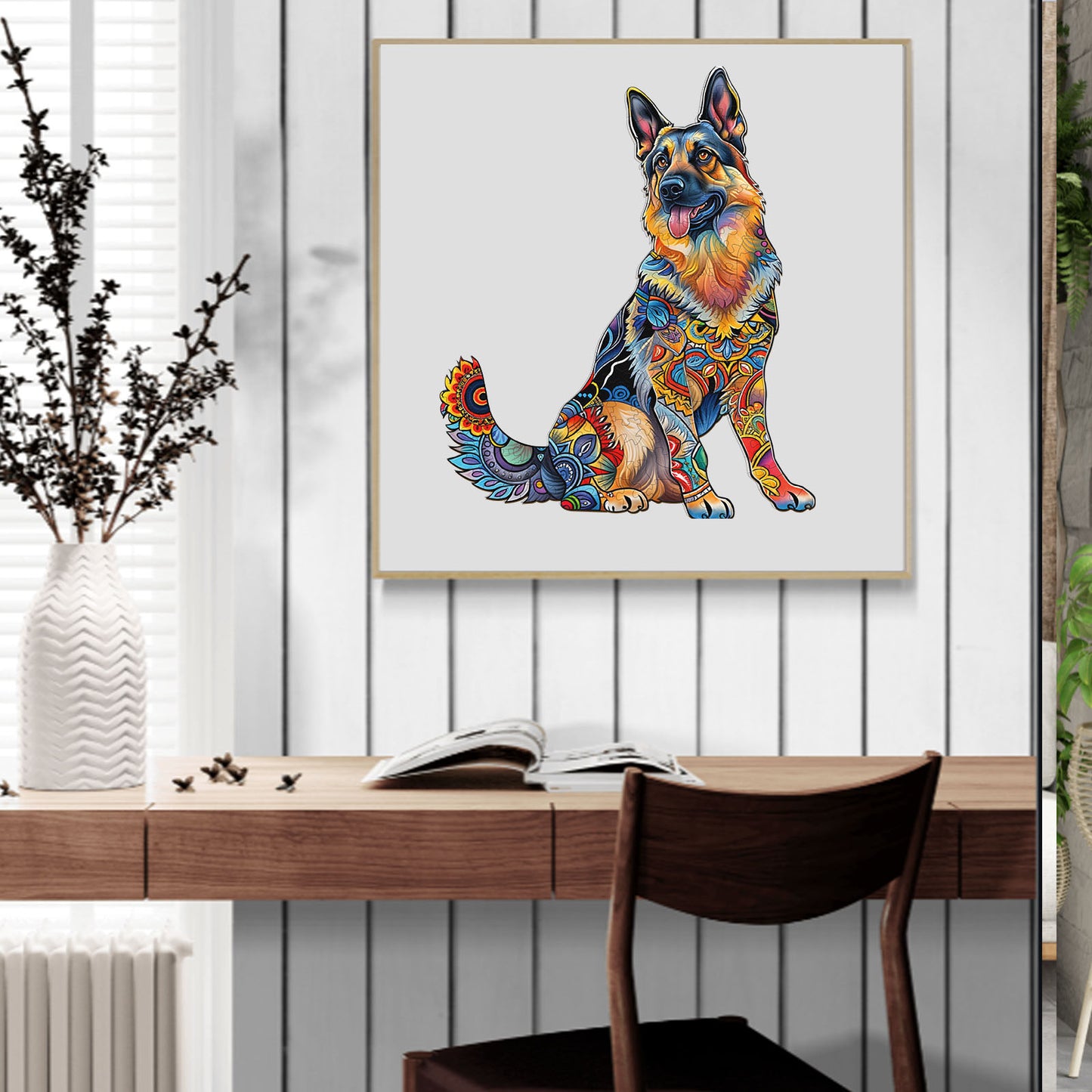 Whimsical Wooden Jigsaw Puzzle - Handsome German Shepherd - pickApuzzle