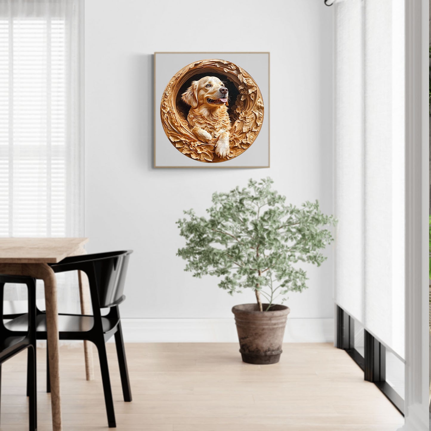 Whimsical Wooden Jigsaw Puzzle - 3D golden retriever - pickApuzzle