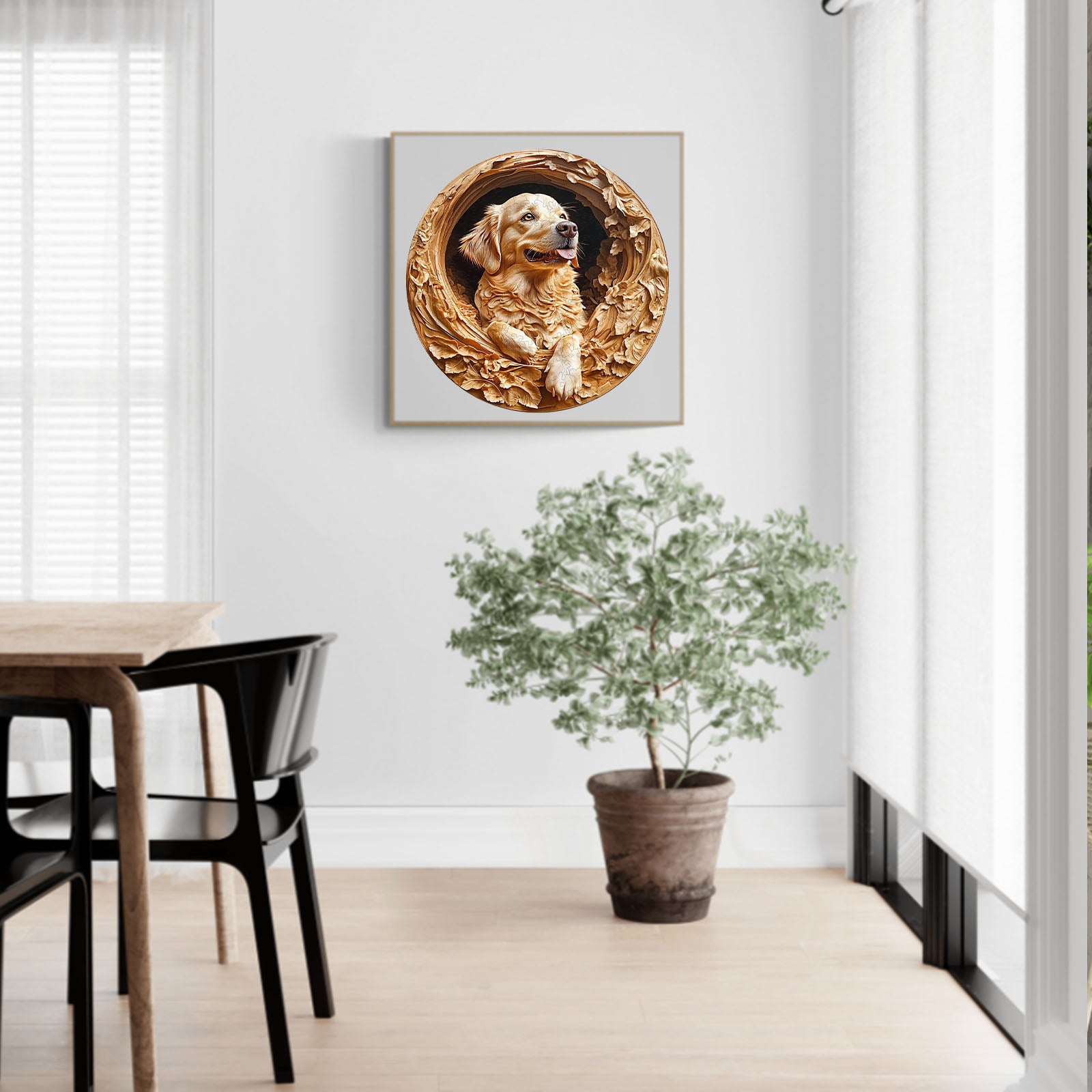 Whimsical Wooden Jigsaw Puzzle - 3D golden retriever - pickApuzzle