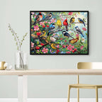 Whimsical Wooden Jigsaw Puzzle- Birds in the orchard