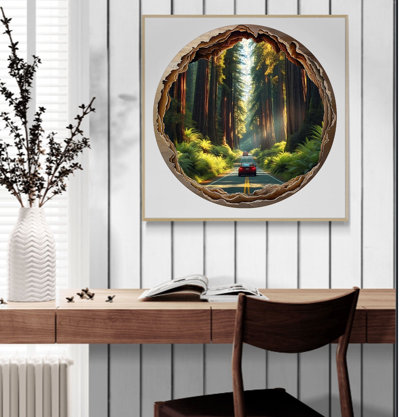 Whimsical Wooden Jigsaw Puzzle- redwood forest