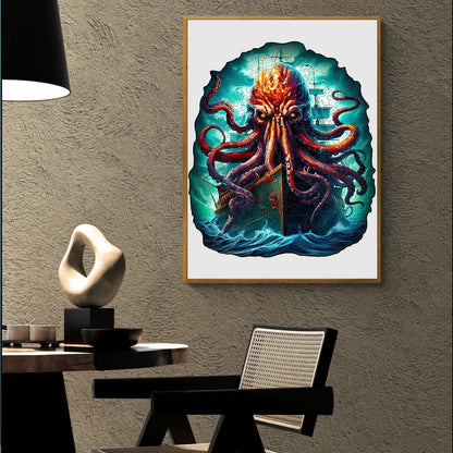 Whimsical Wooden Jigsaw Puzzle-Octopus Monster