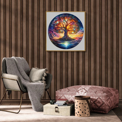 Whimsical Wooden Jigsaw Puzzle-Starry Night Tree of Life