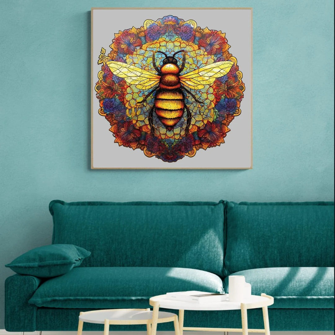 Whimsical Wooden Jigsaw Puzzle- MANDALA BEE