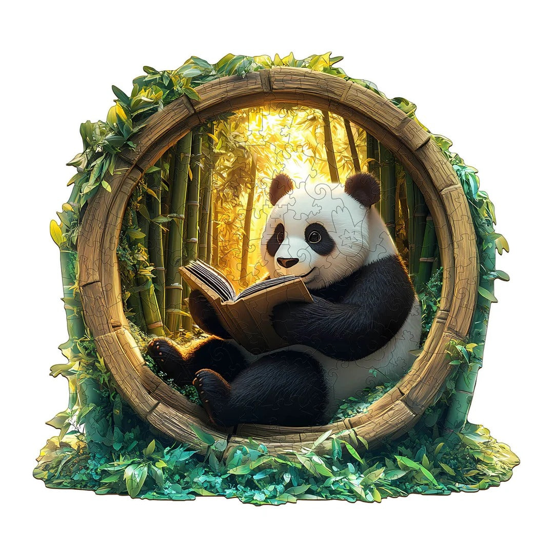 Whimsical Wooden Jigsaw Puzzle- Bamboo Grove Scholar Panda