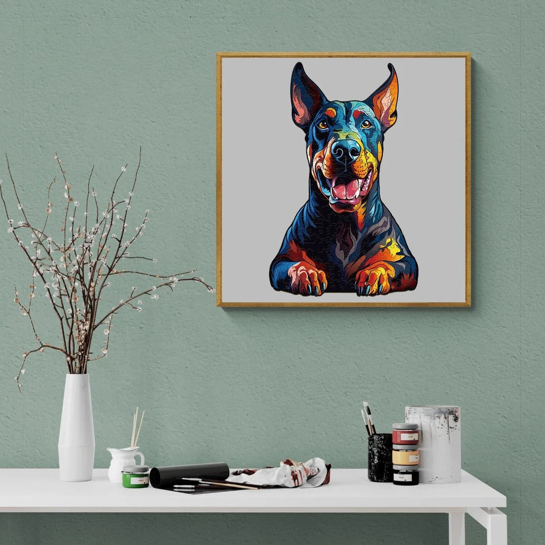Whimsical Wooden Jigsaw Puzzle- Doberman Pinscher