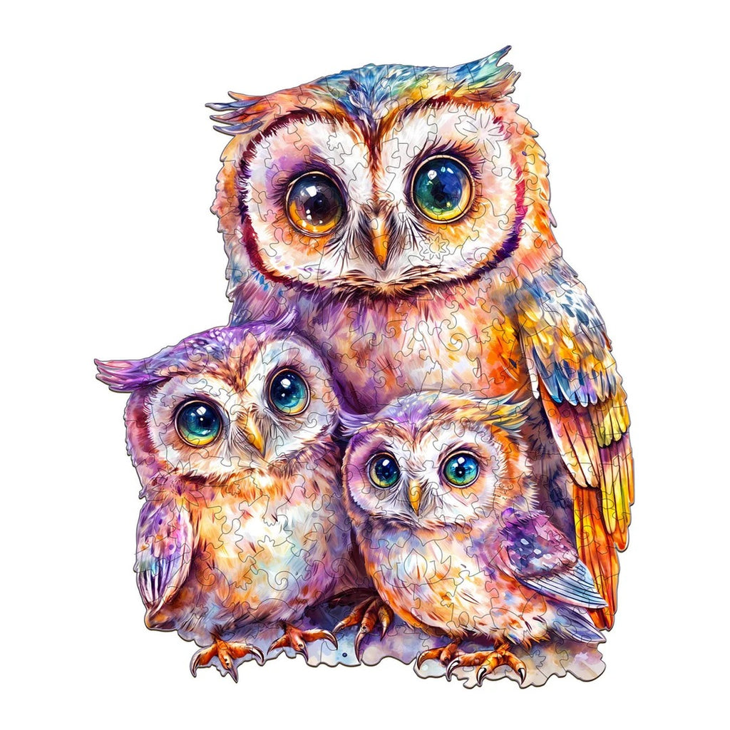 Whimsical Wooden Jigsaw Puzzle- Sweet Owl Family
