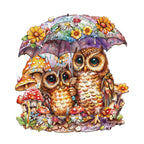 Whimsical Wooden Jigsaw Puzzle- Umbrella Owls