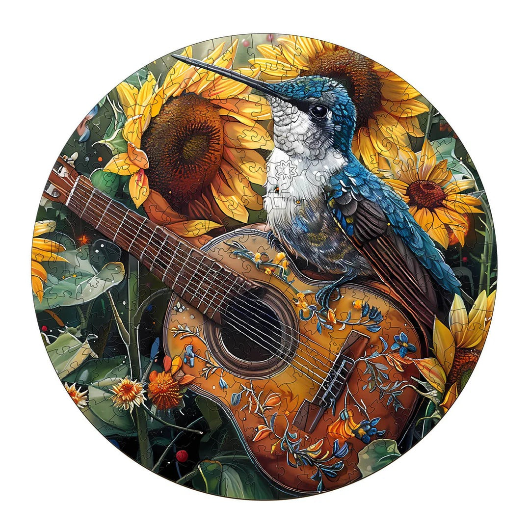 Whimsical Wooden Jigsaw Puzzle- Elegant hummingbird Main image