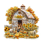 Whimsical Wooden Jigsaw Puzzle- autumn farm