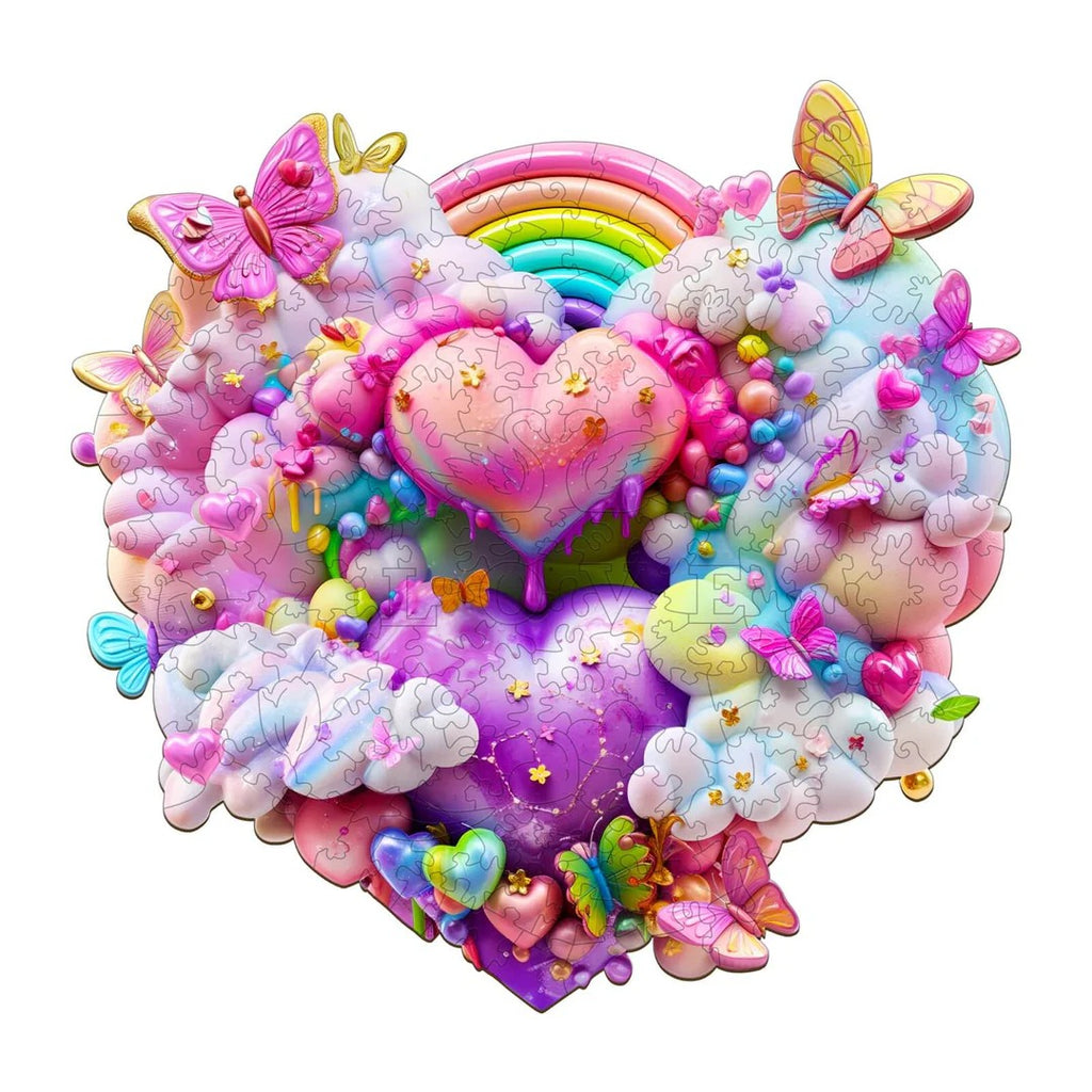 Whimsical Wooden Jigsaw Puzzle- Rainbow cloud