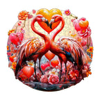 Whimsical Wooden Jigsaw Puzzle-sweet flamingo