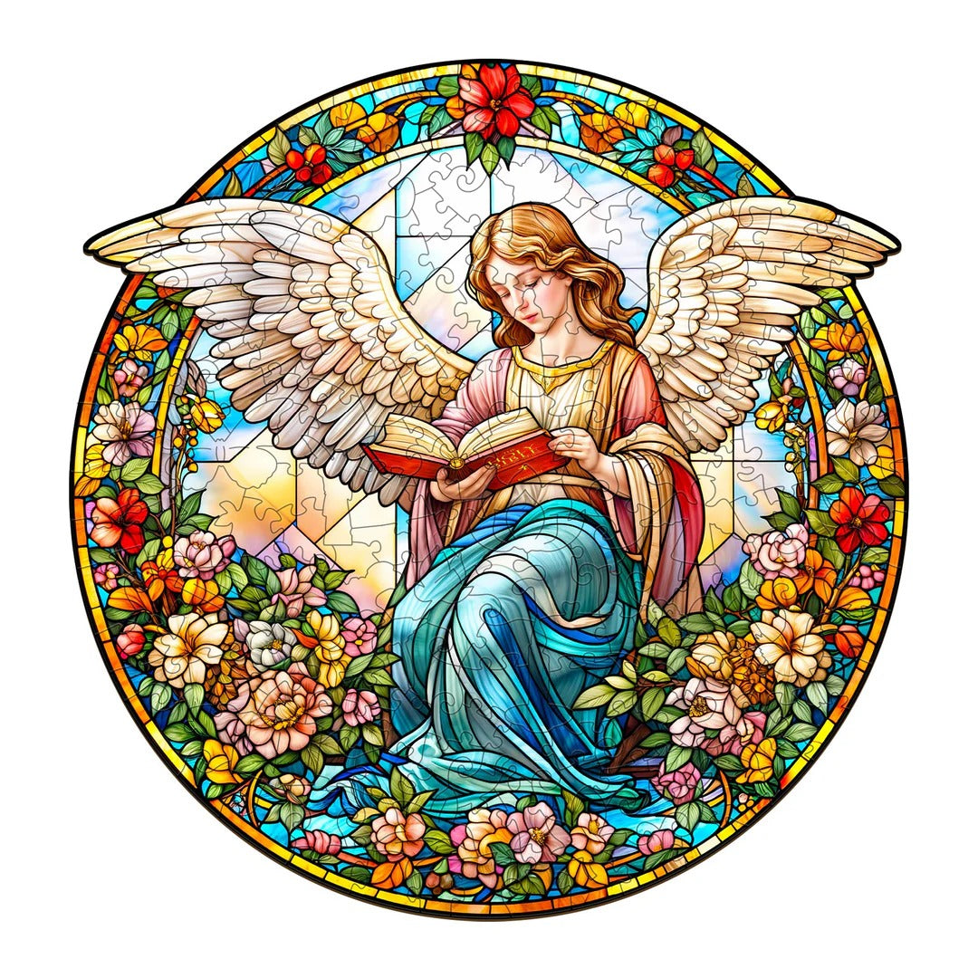 Whimsical Wooden Jigsaw Puzzle-Angelic Garden