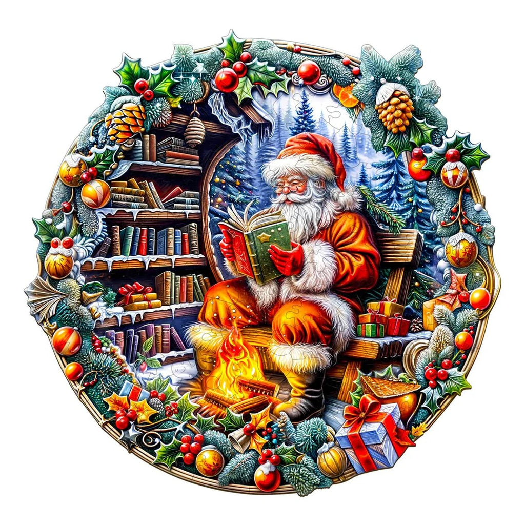 Whimsical Wooden Jigsaw Puzzle-Santa's Rest