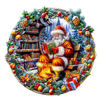 Whimsical Wooden Jigsaw Puzzle-Santa's Rest