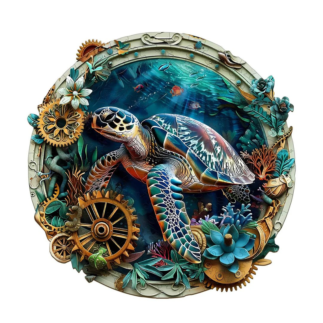 Puzzle en bois fantaisiste - Tortue en relief Image principale du produit
