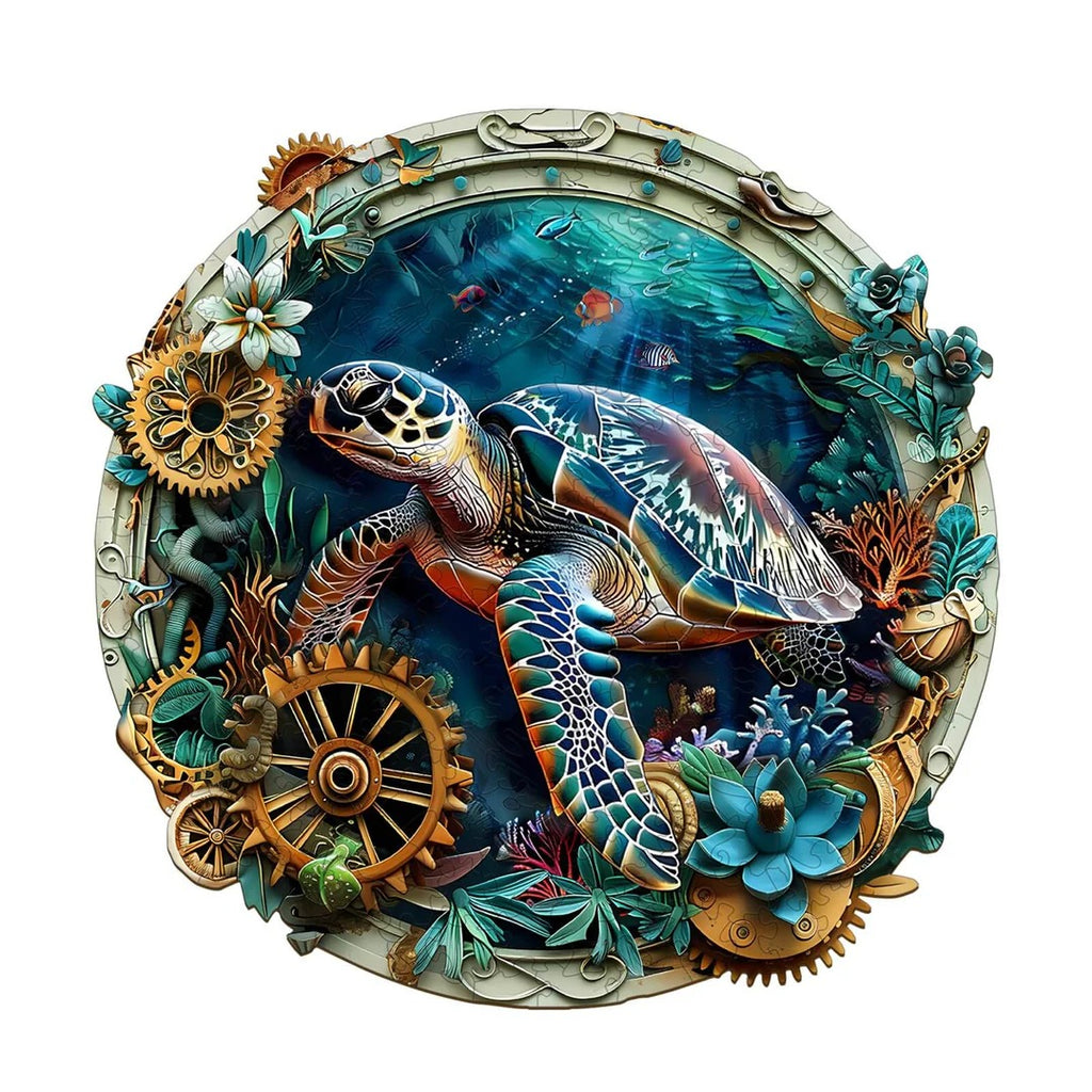 Puzzle en bois fantaisiste - Tortue en relief
