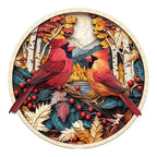 Whimsical Wooden Jigsaw Puzzle-Autumn Cardinal