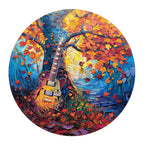 Whimsical Wooden Jigsaw Puzzle- Autumn guitar