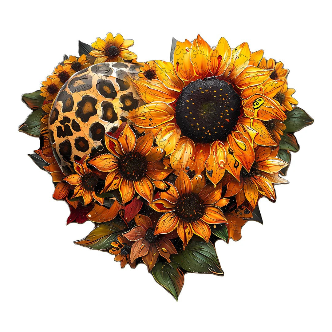 Whimsical Wooden Jigsaw Puzzle- sunflower
