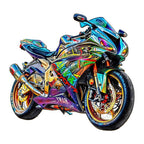 Ausgefallenes Holz-Puzzle – Motorrad