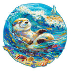 Whimsical Wooden Jigsaw Puzzle- leisurely otter