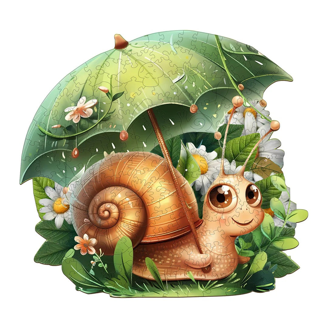Whimsical Wooden Jigsaw Puzzle- Leisurely snail Main image