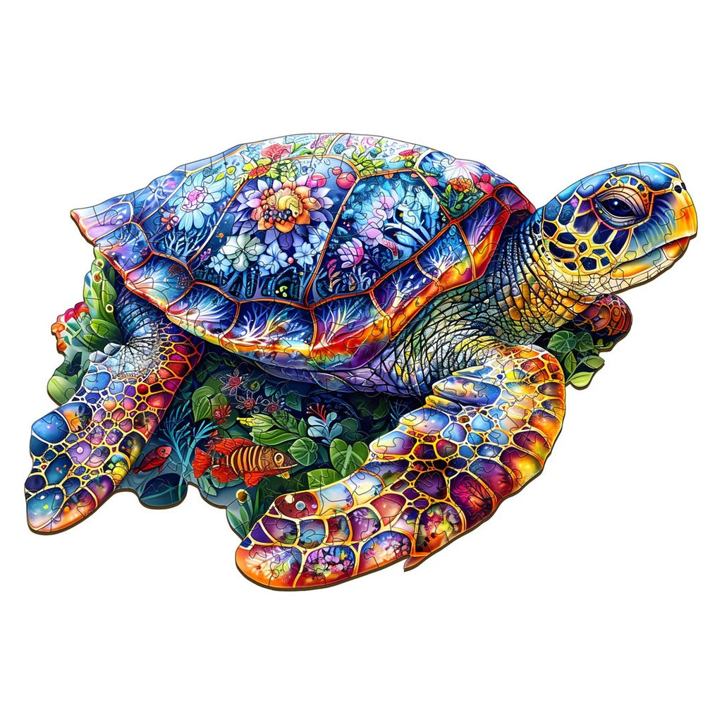 Whimsical Wooden Jigsaw Puzzle-unique turtle