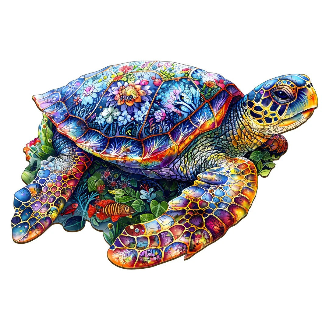 Whimsical Wooden Jigsaw Puzzle-unique turtle