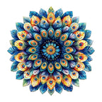 Whimsical Wooden Jigsaw Puzzle- Peacock Feather Mandala