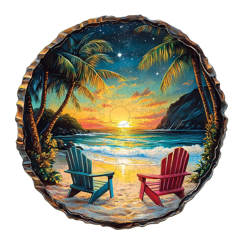 Whimsical Wooden Jigsaw Puzzle- Sunset Beach