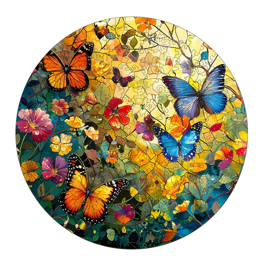 Casse-tête en bois fantaisiste - Papillons et fleurs