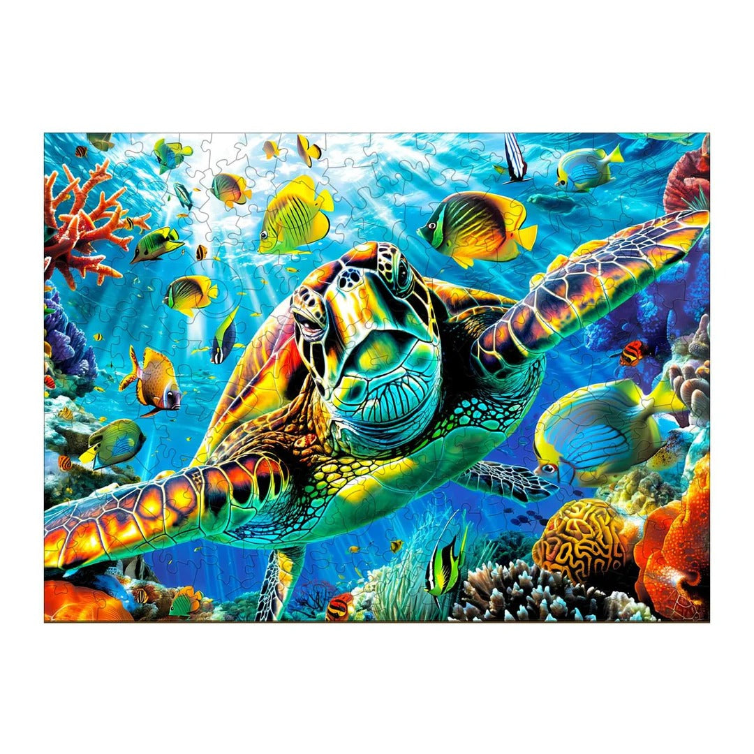Puzzle en Bois Fantaisiste-Tortue Exploratrice Image principale du produit
