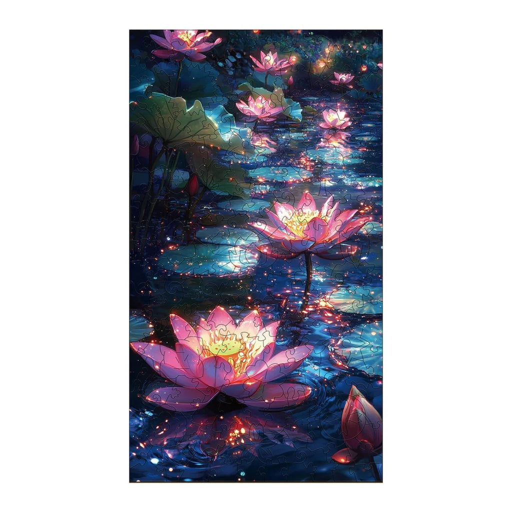 Whimsical Wooden Jigsaw Puzzle-moon Lotus