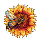 Whimsical Wooden Jigsaw Puzzle-Bee and Sunflower