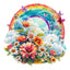 Whimsical Wooden Jigsaw Puzzle-Rainbow and Flowers