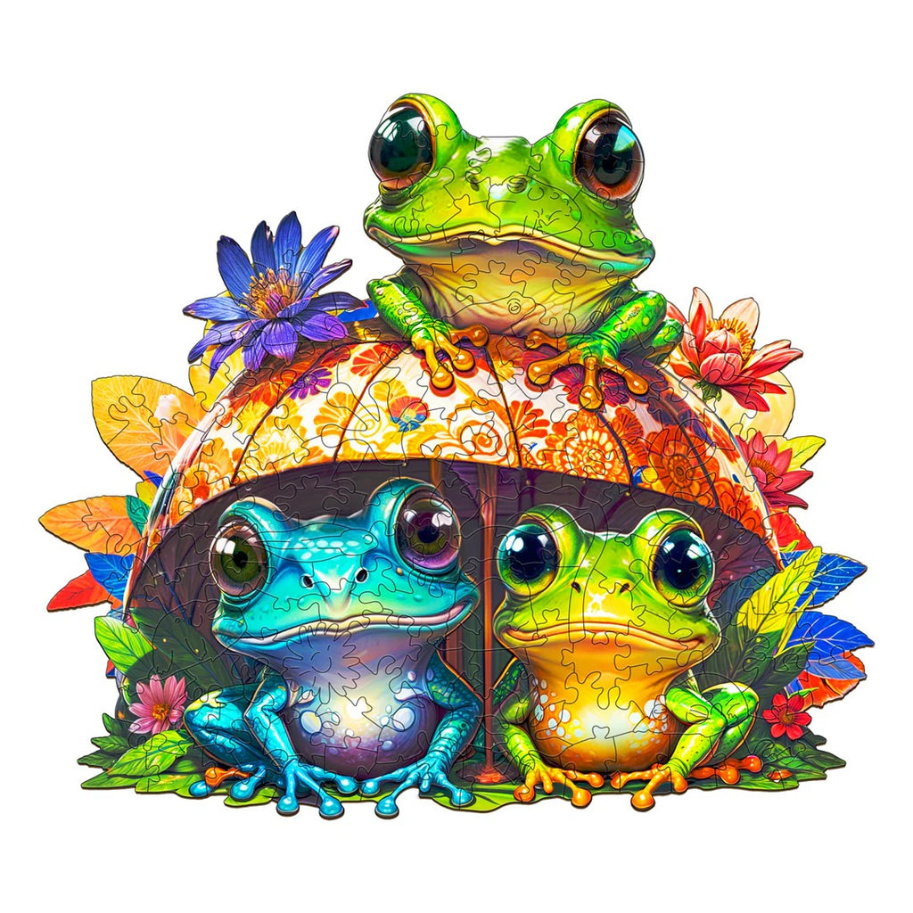 Verspieltes Holzpuzzle – Frosch-Brüder