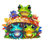 Verspieltes Holzpuzzle – Frosch-Brüder