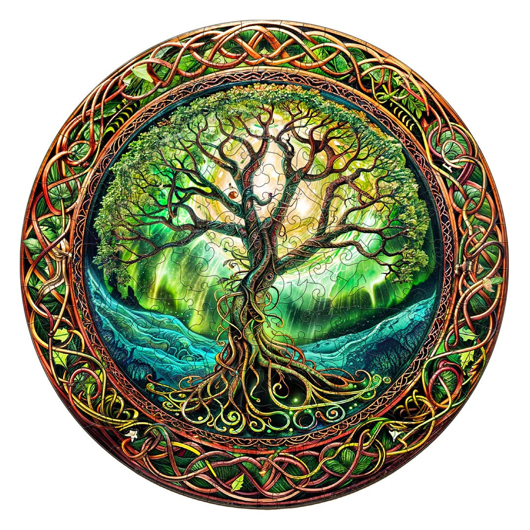 Whimsical Wooden Jigsaw Puzzle- Aurora Tree of Life-2 Main image