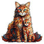 Whimsical Wooden Jigsaw Puzzle- Maine Coon family