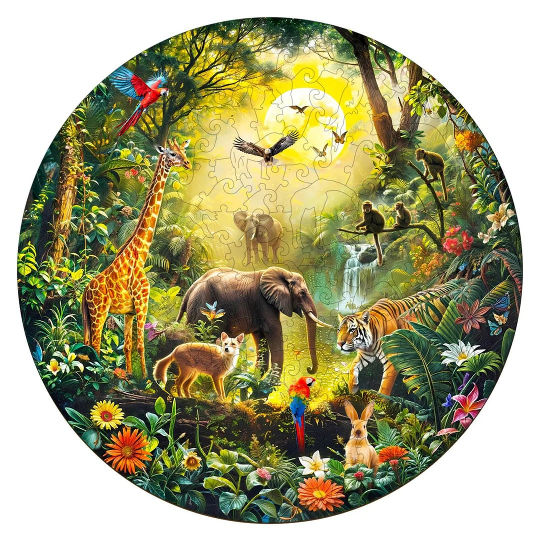 Whimsical Wooden Jigsaw Puzzle- Animal Party