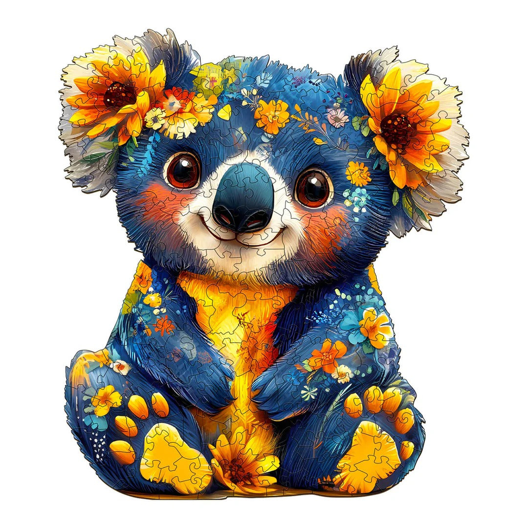 Whimsical Wooden Jigsaw Puzzle- Colorful koala Main image