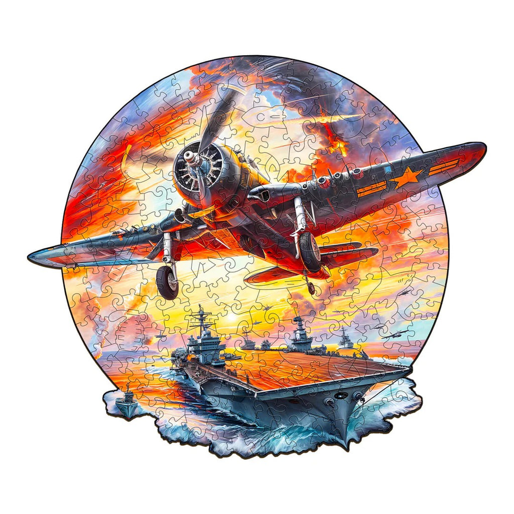 Whimsical Wooden Jigsaw Puzzle-Fighter Plane
